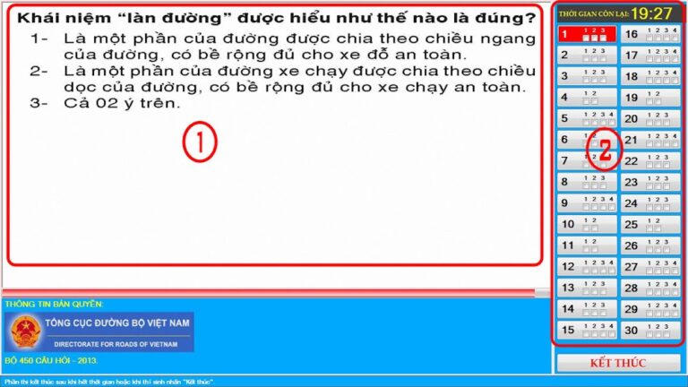 Đề thi thử bằng lái xe A1