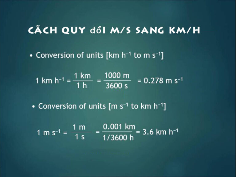 Cách đổi từ mét trên giây sang kilomet trên giờ